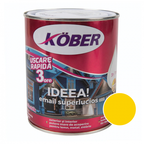 Vopsele și emailuri - Vopsea email superlucios Kober Ideea metal/lemn int/ext galben sulf 0.75L
