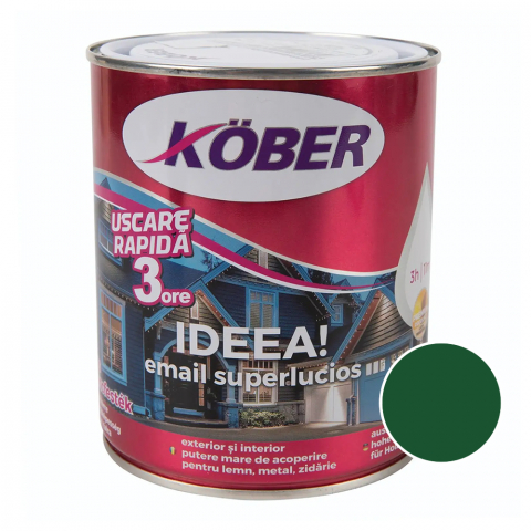 Vopsele și emailuri - Vopsea email superlucios Kober Ideea metal/lemn int/ext verde mediu 0.75L