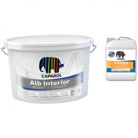 Finisaje interioare - Vopsea lavabilă Caparol Alb Interior 15L + Unigrund 4L gata preparat