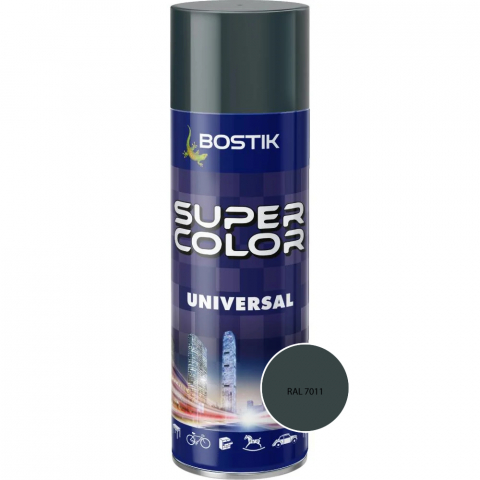 Vopsele spray - Vopsea spray acrilică Bostik Super Color Universal gri metal RAL 7011 int/ext 400ML