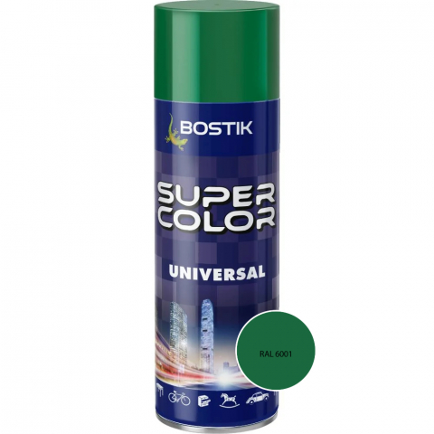 Vopsele spray - Vopsea spray acrilică Bostik Super Color Universal verde smarald RAL 6001 int/ext 400ML