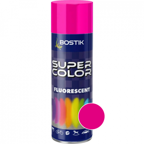 Vopsele spray - Vopsea spray acrilică Bostik Super Color Universal roz fluorescent int/ext 400ML