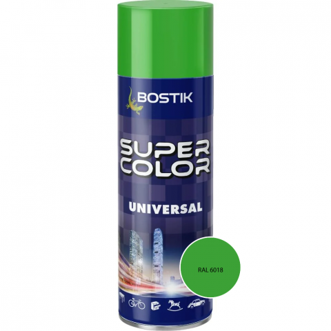 Vopsele spray - Vopsea spray acrilică Bostik Super Color Universal verde deschis RAL 6018 int/ext 400ML