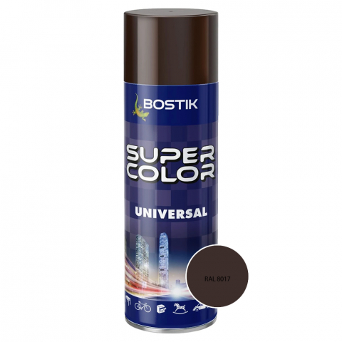 Vopsele spray - Vopsea spray acrilică Bostik Super Color Universal maro ciocolata RAL 8017 int/ext 400ML