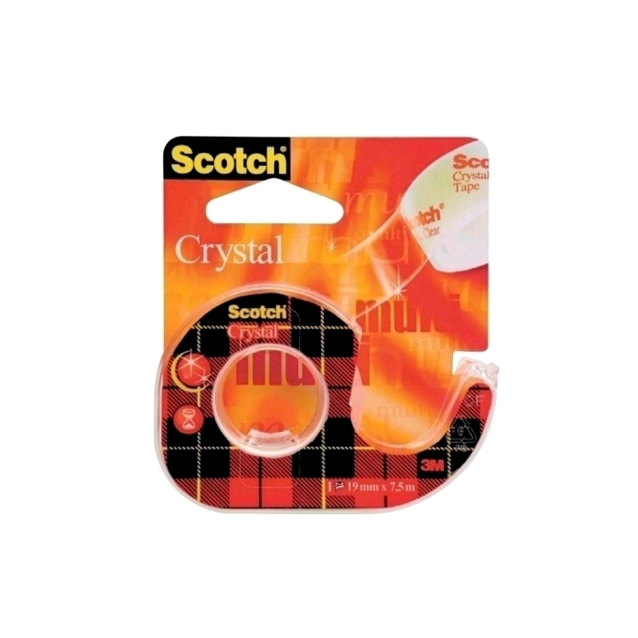 Banda adeziva Scotch Crystal Clear, 19 mm x 7.5 m, cu dispenser [1]