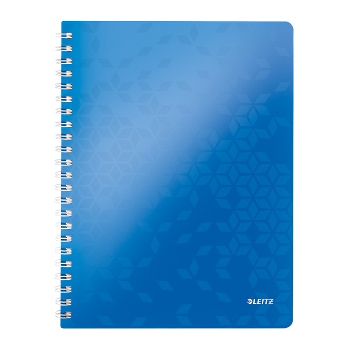 Caiet de birou Leitz WOW, PP, A4, cu spira, matematica, albastru metalizat [1]