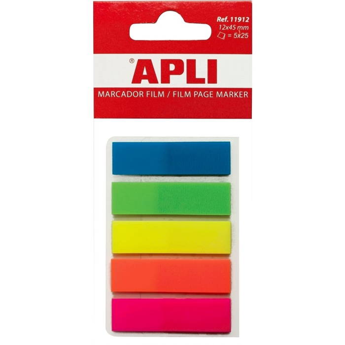 Index Apli ,autoadeziv, plastic,  12 x 45 mm, 5 culori  x 25 file [1]