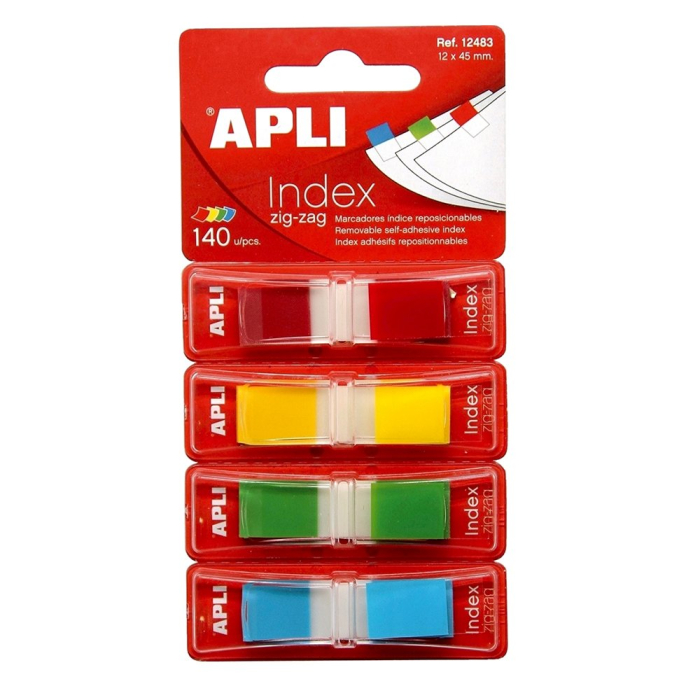 Index Apli ,autoadeziv zig-zag,  12 x 45 mm, 4 culori mate (rosu, galben, verde, albastru) [1]
