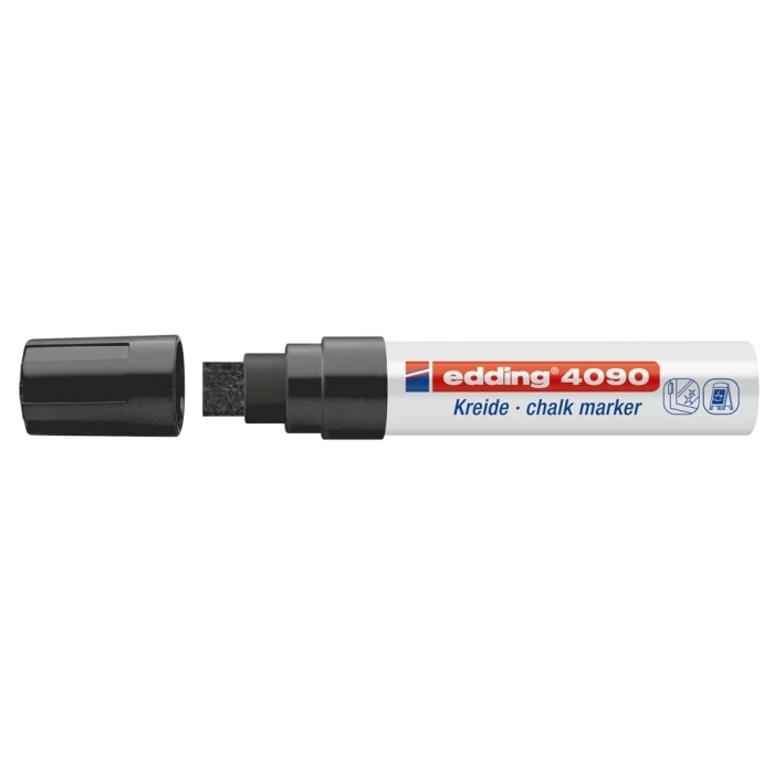 Marker pentru sticla Edding 4090, creta lichida pe baza de apa, varf retezat, 4-15 mm, negru [1]