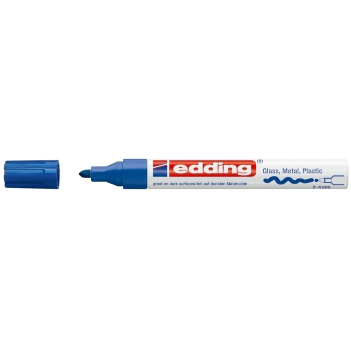 Marker permanent Edding 750, cu vopsea, corp metalic, varf rotund, 2-2-4 mm, albastru [1]