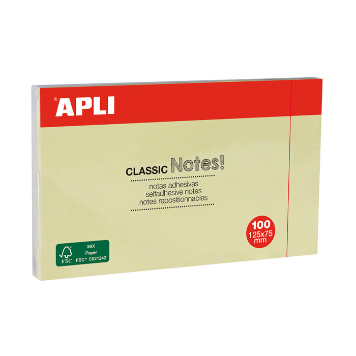 Notite adezive, Apli, 125 x 75 mm, galben, 100 file [1]
