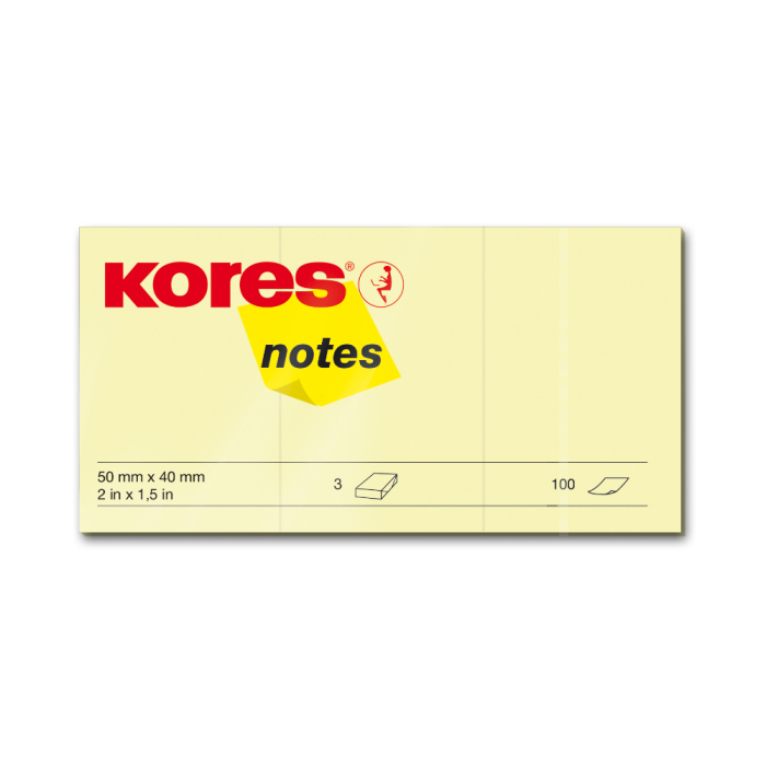 Notite adezive, Kores, 40 x 50 mm, galben, 300 file [1]