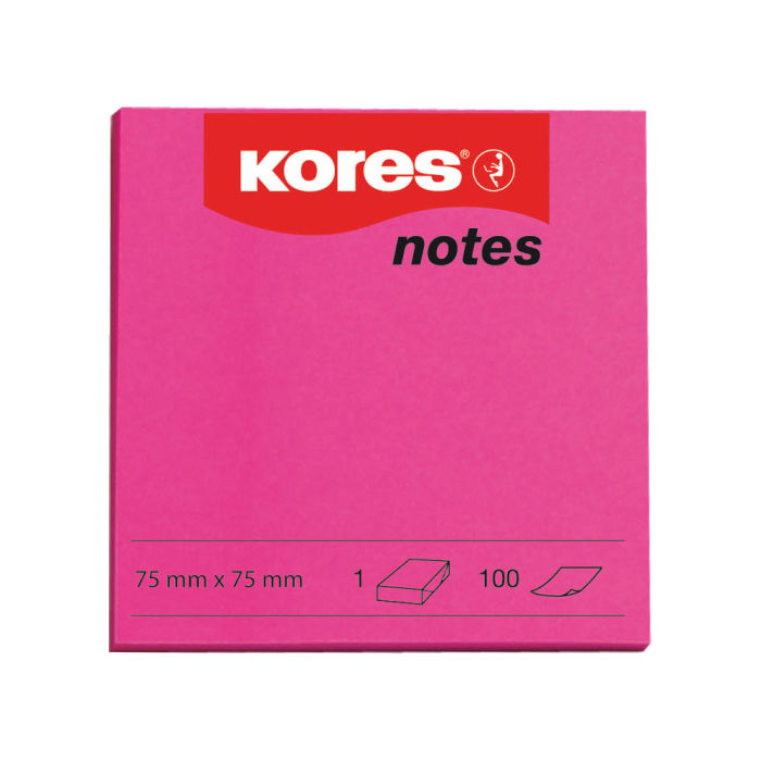 Notite adezive, Kores, 75 x 75 mm, magenta, 100 file [1]