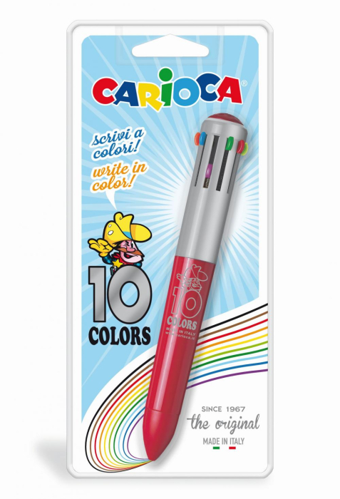 Pix cu 10 culori, corp gri/color, blister, CARIOCA [1]