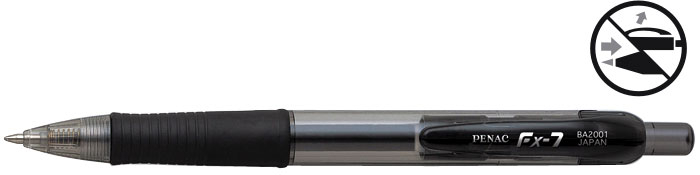 Pix cu gel PENAC FX-7, rubber grip, 0.7mm, corp transparent negru - scriere neagra [1]