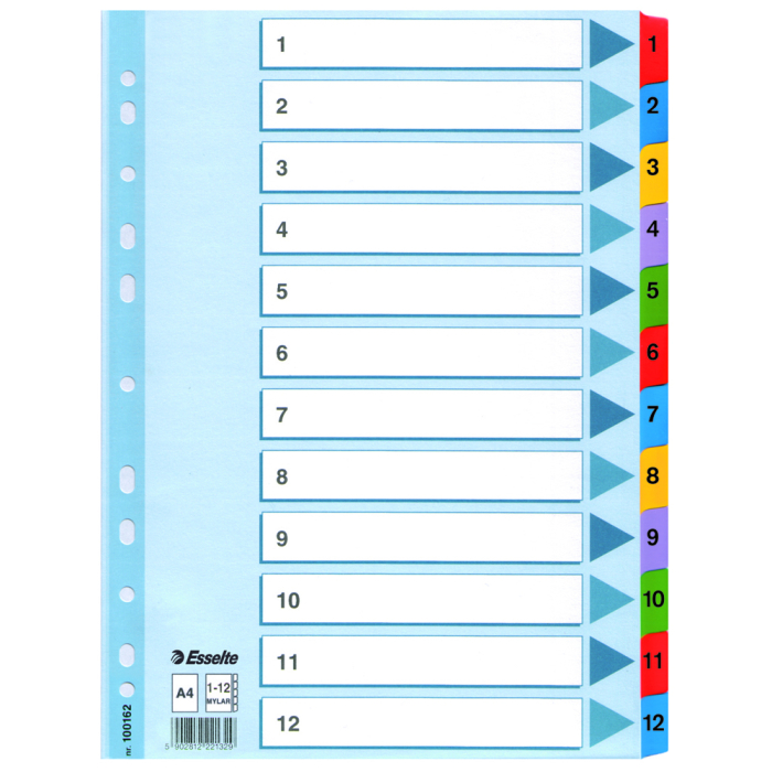 Separatoare Esselte Mylar, cu index 1-12 laminat [1]