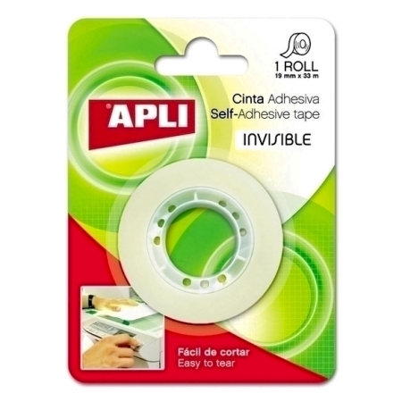 Accesorii pentru birou - Banda adeziva Apli Invisible, 19 mm x 33 m