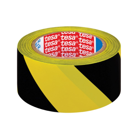 Produse curatenie pentru birou - Banda adeziva de marcare Tesa,  negru/galben, 50 mm x 33 m