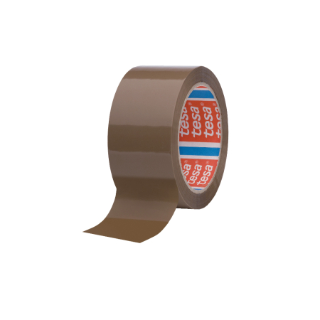 Ambalare - Banda adeziva Tesa, 48 mm x 66 m, maro, adeziv din cauciuc sintetic