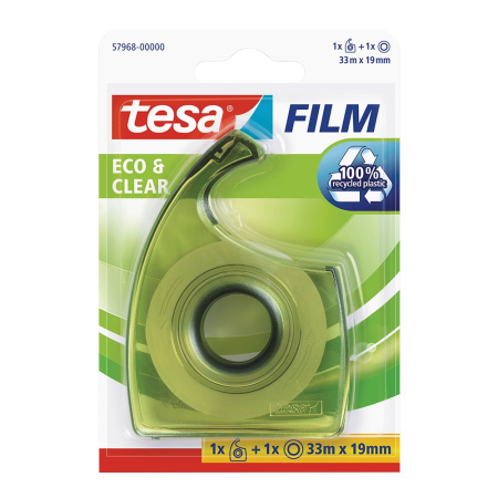 Accesorii pentru birou - Banda adeziva Tesa transparenta, 19 mm x 33 m, cu dispenser EasyCut