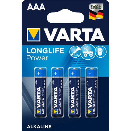 Baterii - Baterii Varta Longlife Power LR03, AAA, alcaline, 1.5 V, 4 bucati/set