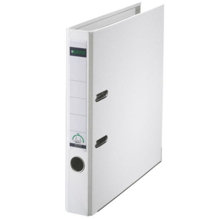 Organizare si arhivare - Biblioraft A4, plastifiat PP/paper, margine metalica 52 mm, LEITZ 180 - alb