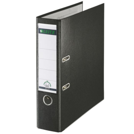 Organizare si arhivare - Biblioraft A4, plastifiat PP/paper, margine metalica 80 mm, LEITZ 180 - negru
