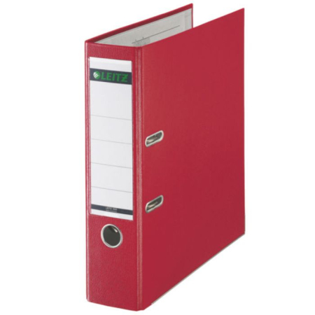Organizare si arhivare - Biblioraft A4, plastifiat PP/paper, margine metalica 80 mm, LEITZ 180 - rosu