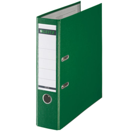 Organizare si arhivare - Biblioraft A4, plastifiat PP/paper, margine metalica 80 mm, LEITZ 180 - verde