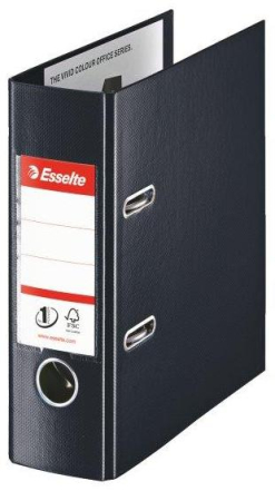 Organizare si arhivare - Biblioraft A5, plastifiat PP/PP, margine metalica, 75 mm, ESSELTE - negru vivida