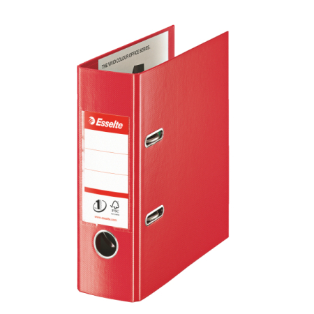 Organizare si arhivare - Biblioraft A5, plastifiat PP/PP, margine metalica, 75 mm, ESSELTE - rosu vivida