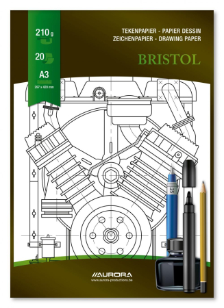 Blocuri pentru desen - Bloc desen A3, 20 file - 210g/mp, pentru schite creion/marker, AURORA Bristol