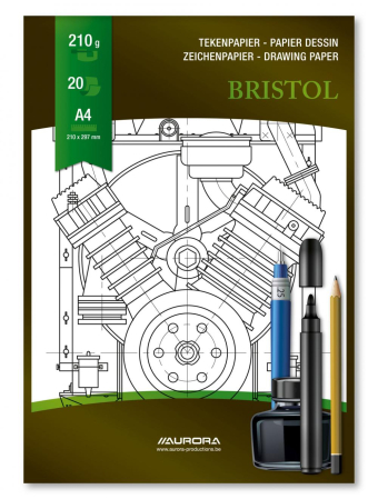Blocuri pentru desen - Bloc desen A4, 20 file - 210g/mp, pentru schite creion/marker, AURORA Bristol