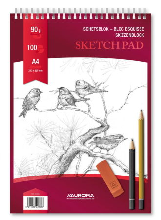 Blocuri pentru desen - Bloc desen cu spirala, A4, 100 file - 90g/mp, pentru schite creion, AURORA Esquisse