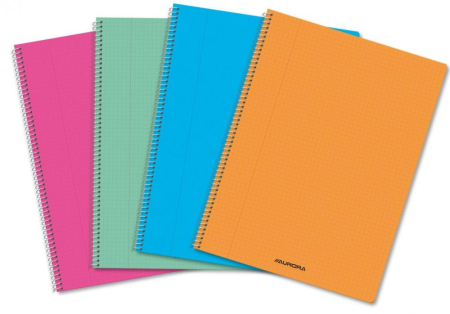 Articole din hartie - Caiet cu spirala, A4, 60 file - 80g/mp, coperta PP transparent color, AURORA - dictando