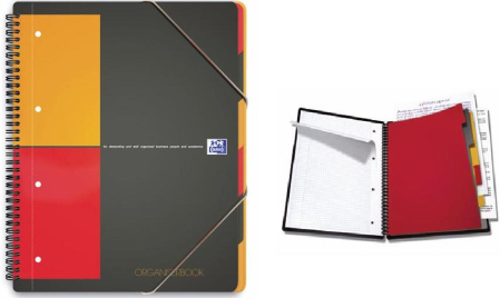 Articole din hartie - Caiet cu spirala A4+, OXFORD International Organiserbook, 80 file-80g/mp, 4 perf., coperta PP - matematica