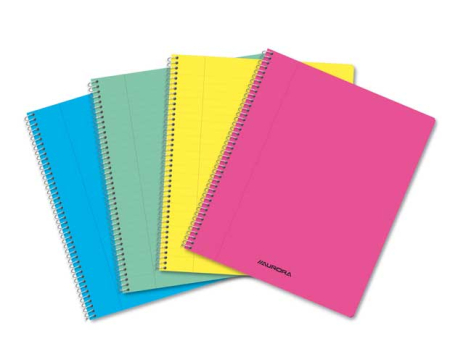Articole din hartie - Caiet cu spirala, A5, 60 file - 80g/mp, coperta PP transparent color, AURORA - dictando