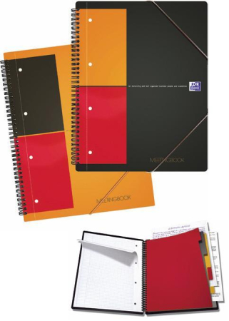 Caiete de birou - Caiet cu spirala A5+, OXFORD International Meetingbook, 80 file-80g/mp, 10 perf., coperta PP - dictando