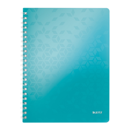 Articole din hartie - Caiet de birou Leitz WOW, PP, A4, cu spira, matematica, turcoaz metalizat