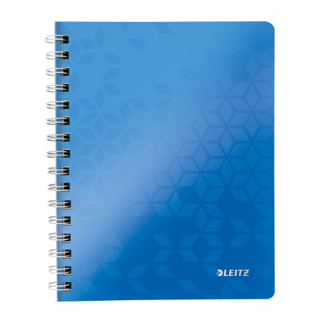 Articole din hartie - Caiet de birou Leitz WOW, PP, A5, cu spira, dictando, albastru metalizat