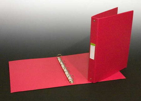 Organizare si arhivare - Caiet mecanic 4 inele - D25mm, coperti carton plastifiat PVC, A4, AURORA - rosu