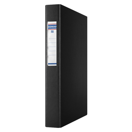 Caiete mecanice - Caiet mecanic A4, plastifiat PP, 2 inele - D25mm, cu eticheta, DONAU - negru