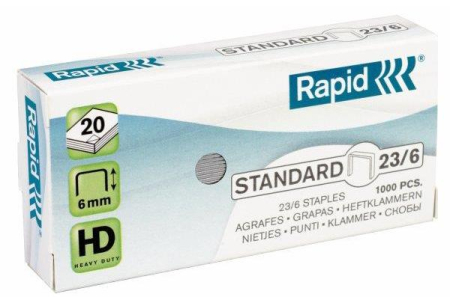 Accesorii pentru birou - Capse 23/ 6, 1000 buc/cutie, RAPID Standard