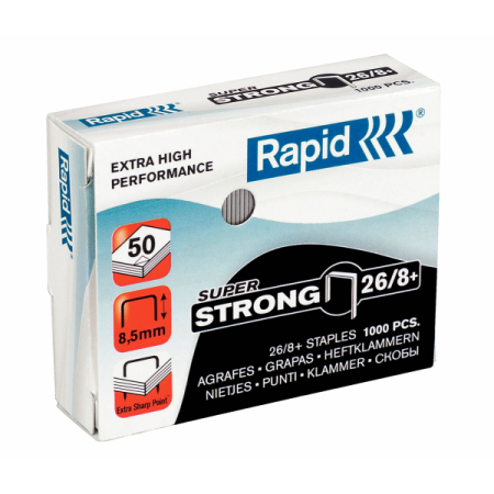 Accesorii pentru birou - Capse 26/8+, 1000 buc/cutie, RAPID Super Strong