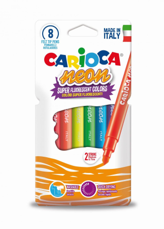 Rechizite scolare - Carioca super lavabila, fluorescenta,  8 buc/cutie, CARIOCA Neon