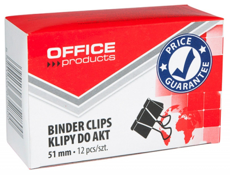 Accesorii pentru birou - Clip hartie 51mm, 12buc/cutie, Office Products - negru