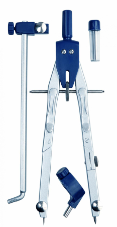 Instrumente pentru desen tehnic - Compas geometrie, metalic, rapid ajustabil, 4 piese, ALCO