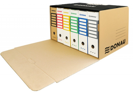 Organizare si arhivare - Container de arhivare cu capac deschidere frontala, carton 450gsm, DONAU - negru/kraft