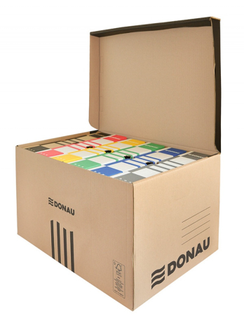 Organizare si arhivare - Container de arhivare cu capac deschidere superioara, carton 450gsm, DONAU - negru/kraft