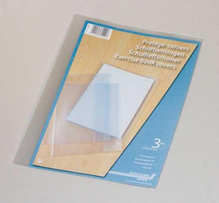 Rechizite scolare - Coperta PP - 120 microni, pentru caiet A4, 3 buc/set, AURORA - transparent cristal